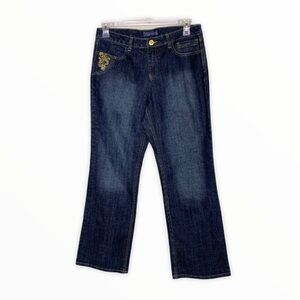 Baccini Metallic Embroidered Dark Wash Jeans